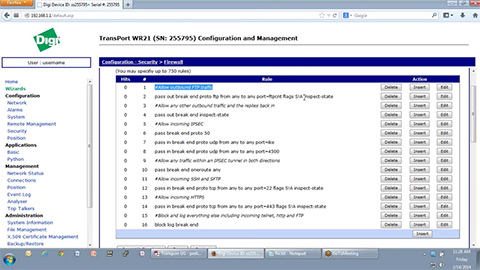 Digi TransPort Tech: Configuring a Firewall