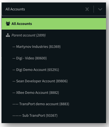Sub Accounts menu in Digi Remote Manager