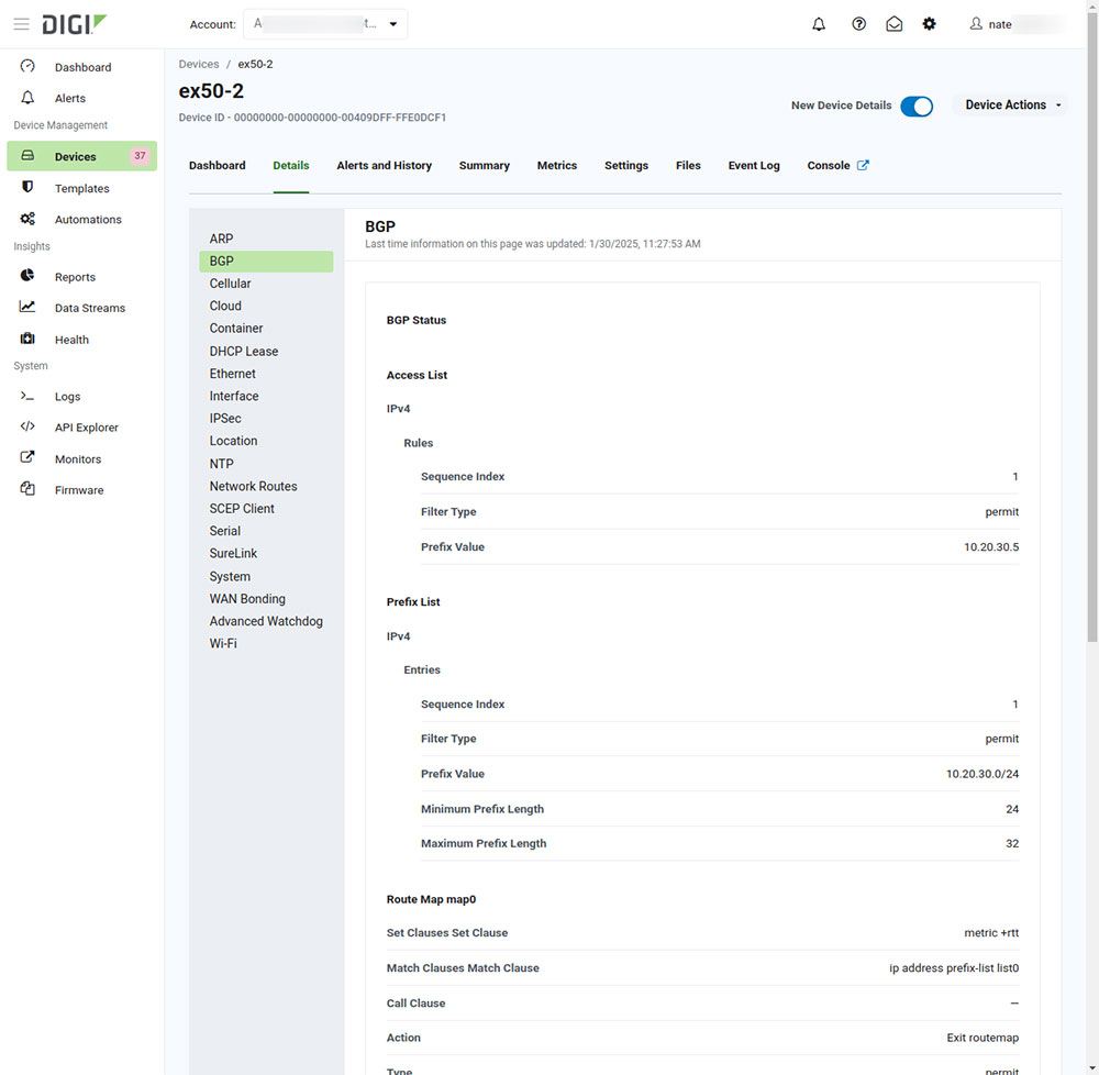 BGP Route Status