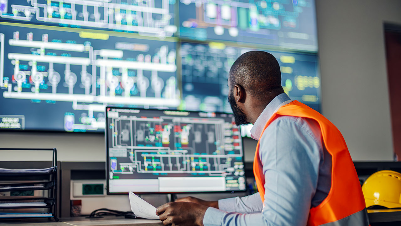 Engineer in a control room