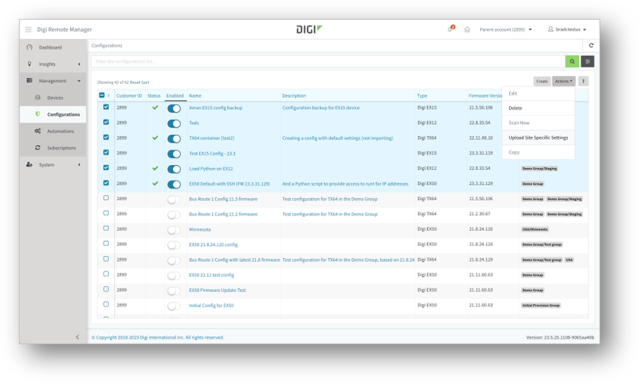 Configuration updates in Digi Remote Manager