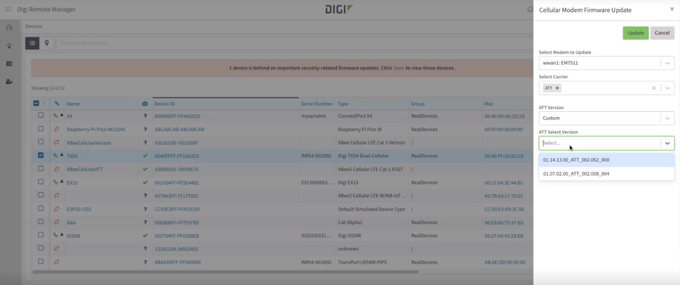 Firmware updates in Digi Remote Manager