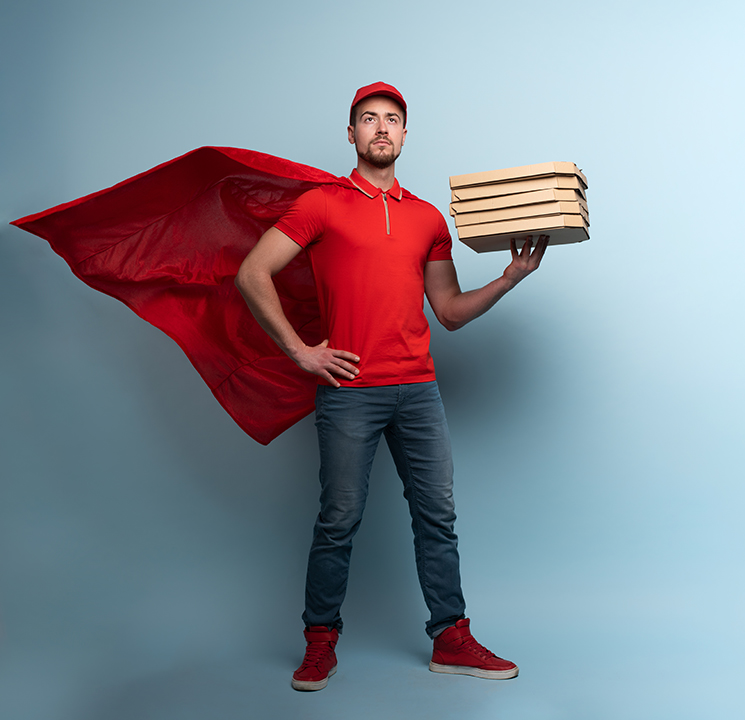 Pizza delivery super hero