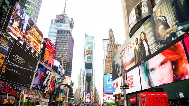 Digital signage in a city center