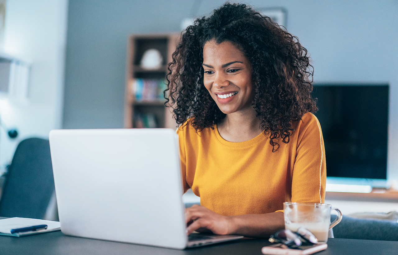 Woman working on a laptop