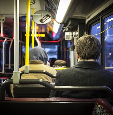 Riders on public transit bus