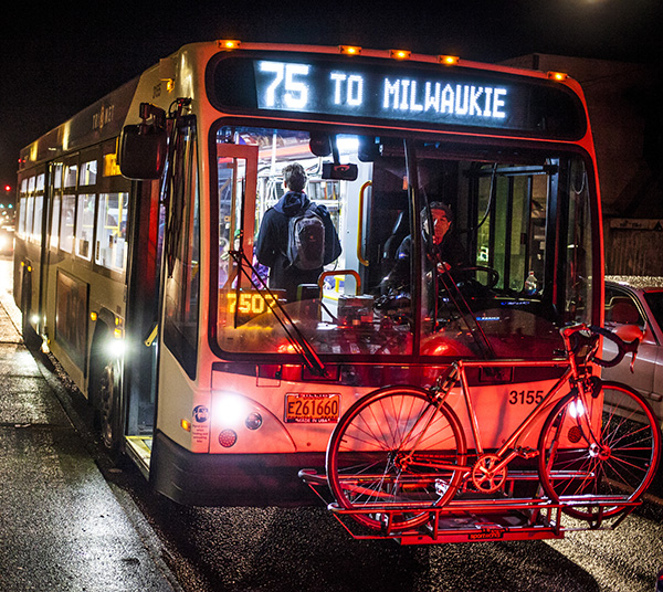 TriMet bus with bikes