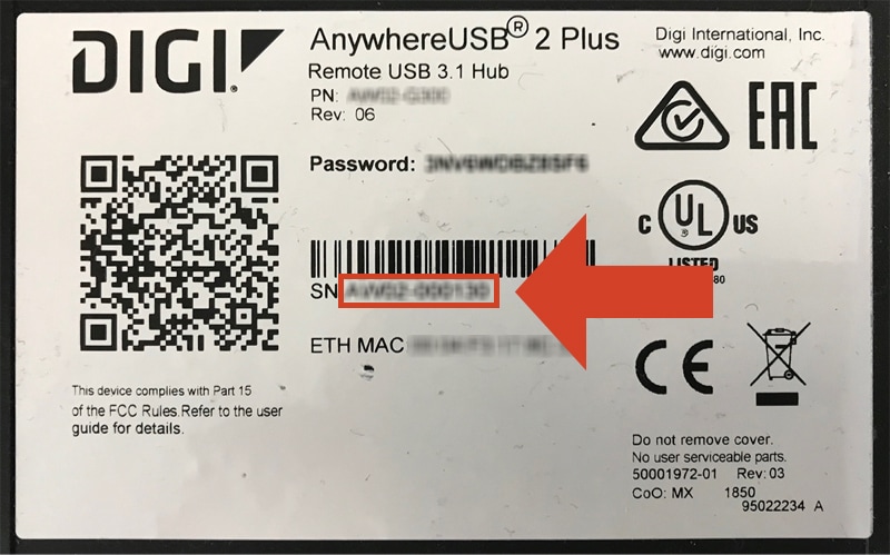 Label for Digi AnywhereUSB Plus
