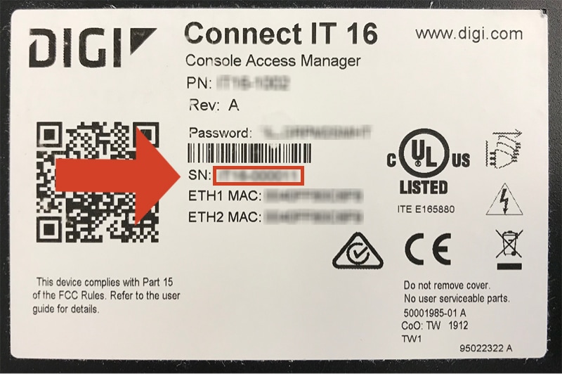 Label for Digi Connect IT 16 / 48