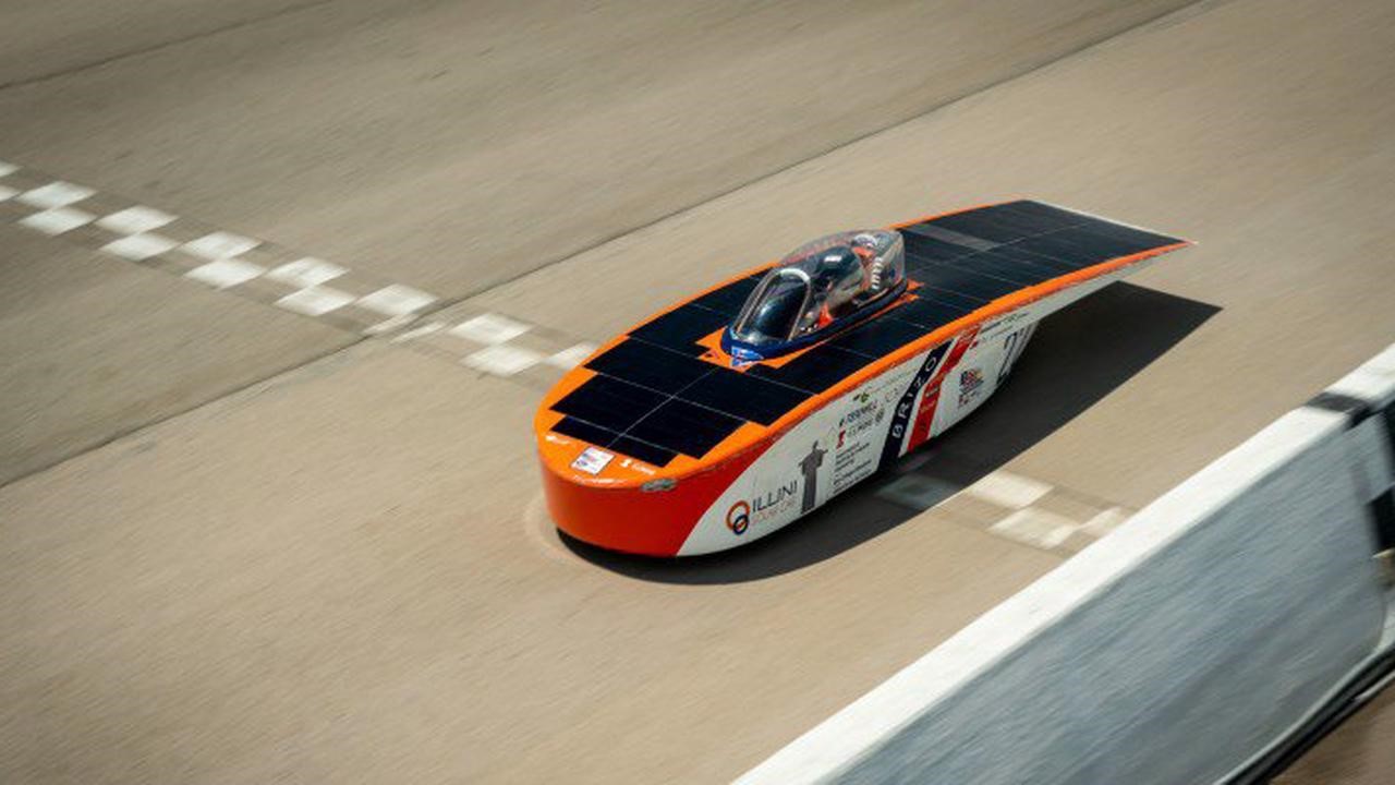 Illini solar car on the track