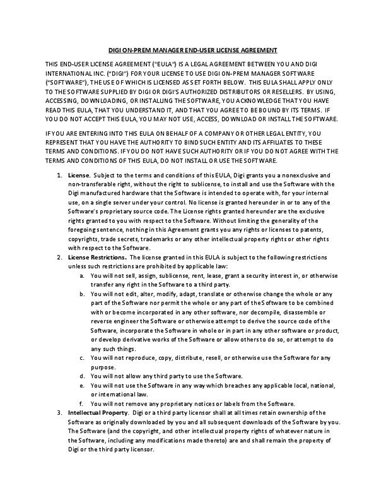 Digi On-Prem Manager End-User License Agreement cover page