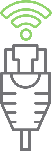 Ethernet connector with wireless signal icon above