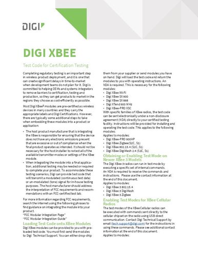 Digi XBee Test Code