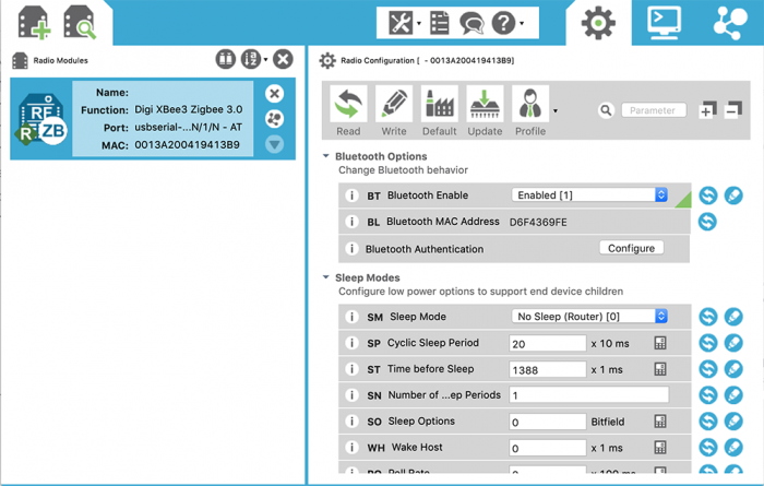 Bluetooth XCTU config