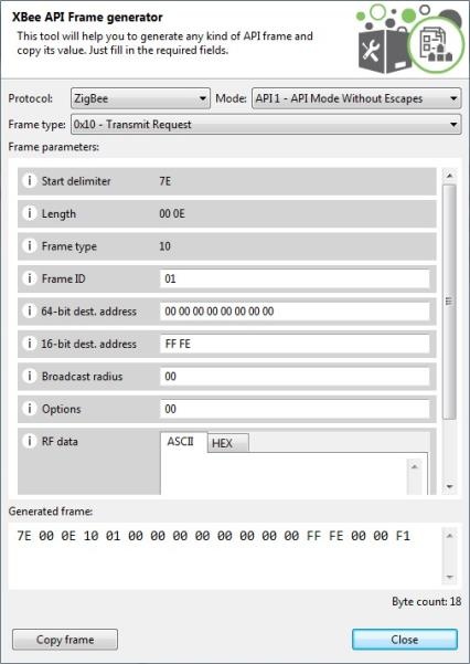 XCTU Frames Generator Zigbee