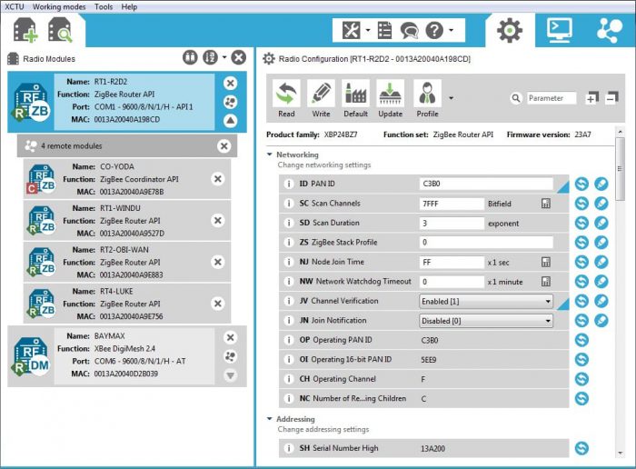 XCTU Layout