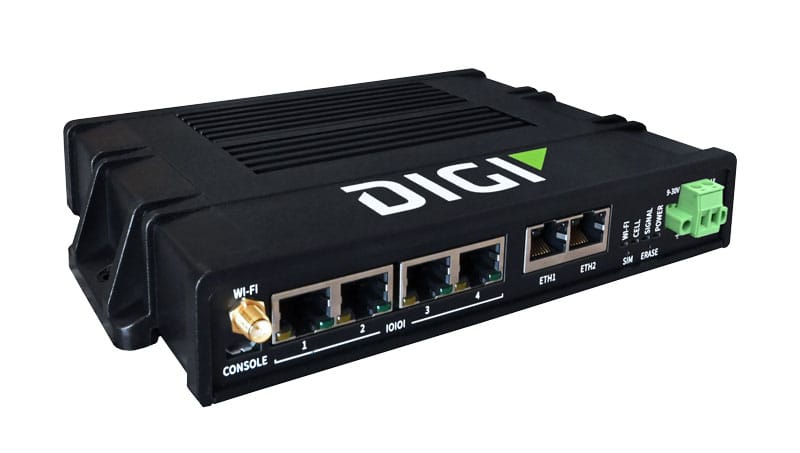Digi Connect EZ 4i — serial server, 4-port, industrial-rated, with Wi-Fi and accessories
