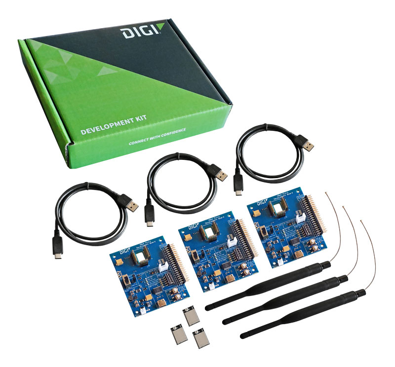 Digi XBee XR 900 Development Kit with Digi XBee XR 900 MHz MMT, RF Pad antenna connection and development board