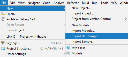 Import sample menu